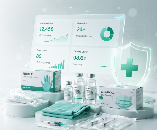 medical supplies warehouse shelves